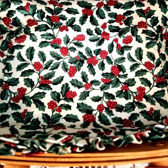 Longaberger 1996 Holiday Cheer Christmas Collection Basket Combo 3 Liners Holly - Picture 3 of 9